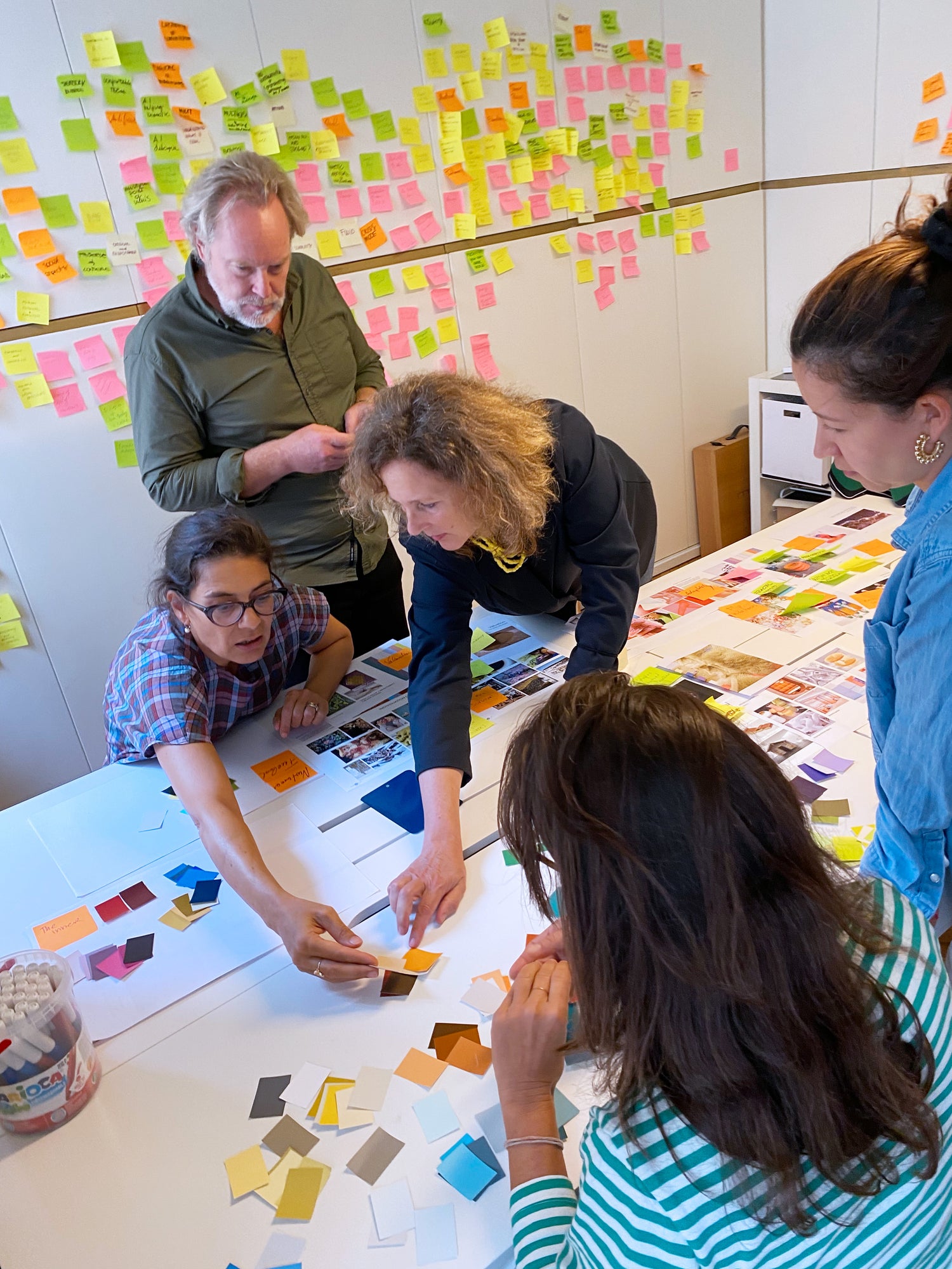 People selecting colour samples