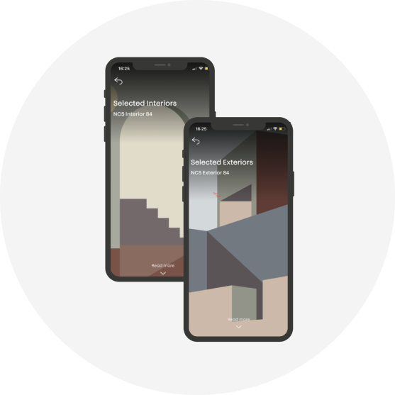 Interior and exterior in NCS+ app mobile