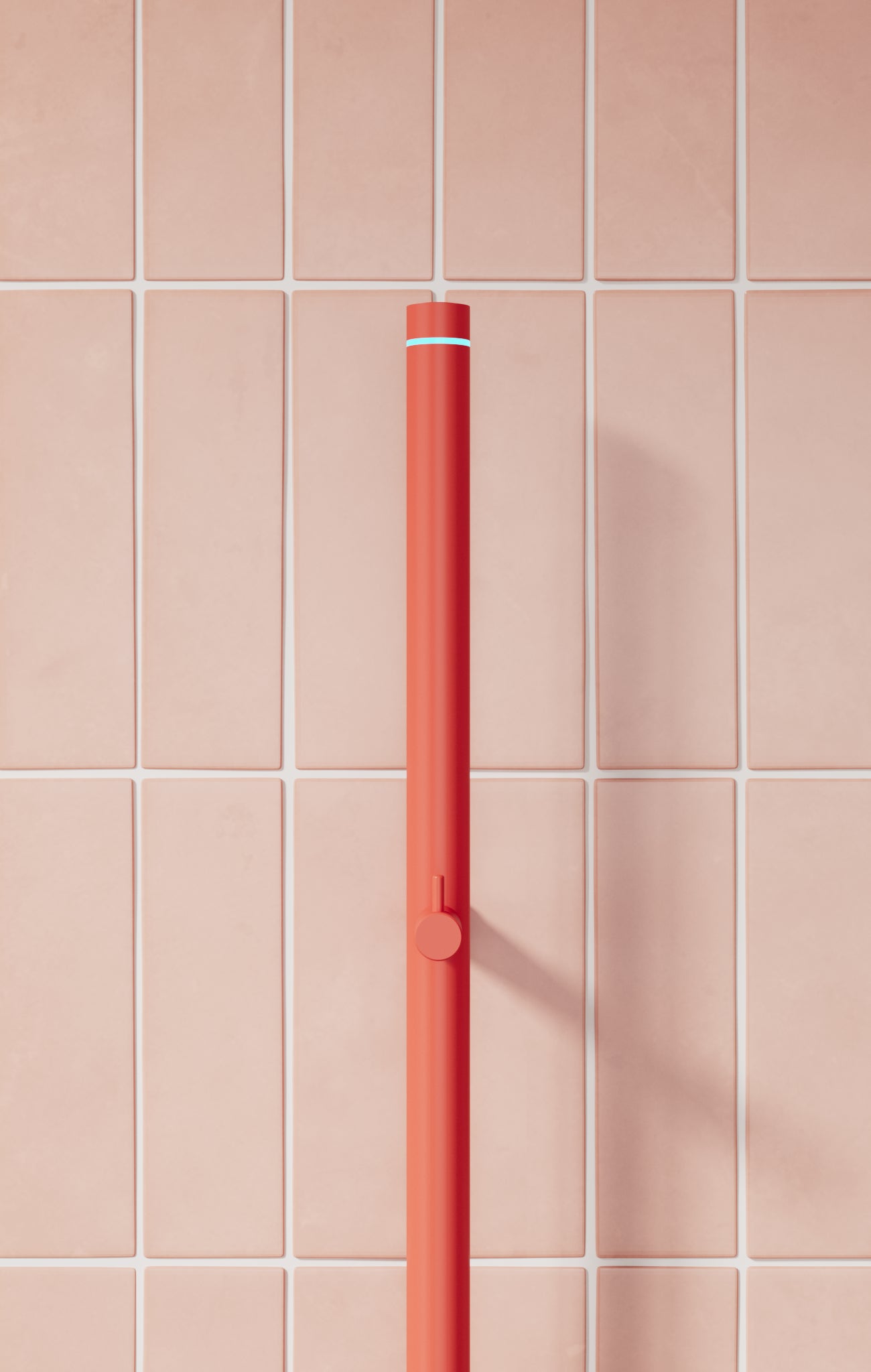INR orange towel dryer, pink background