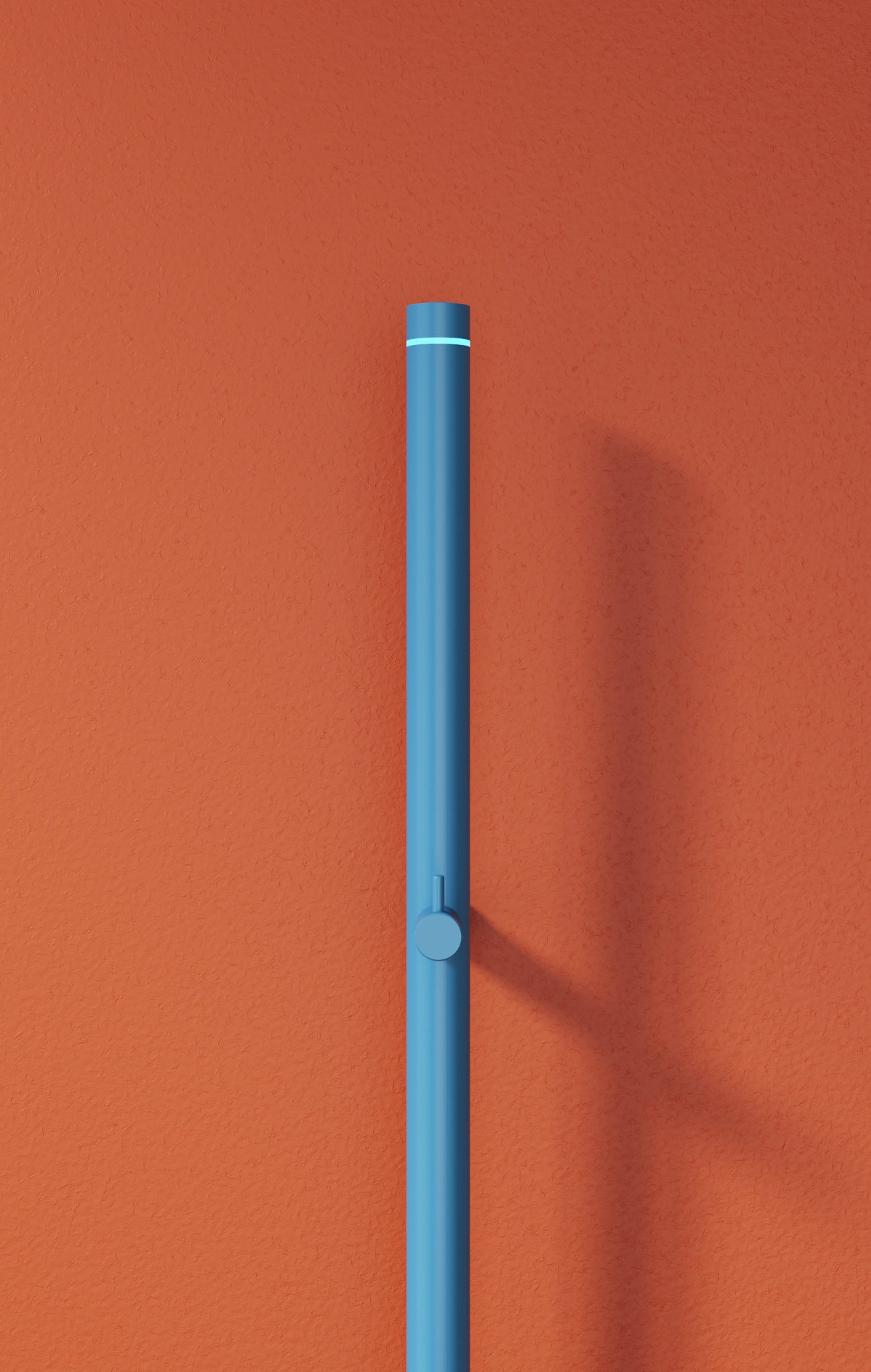 INR blue towel dryer, orange background