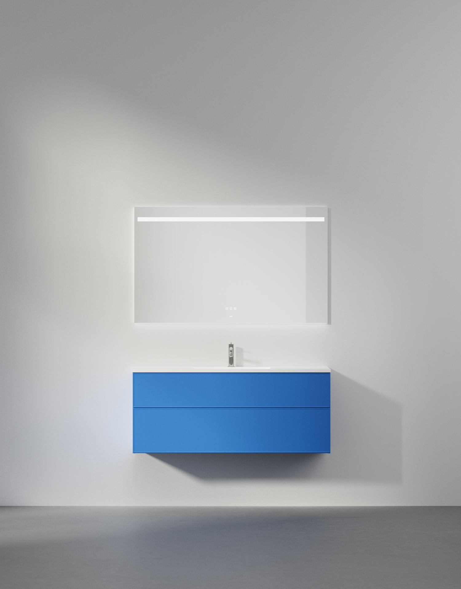 Blue bathroom counter