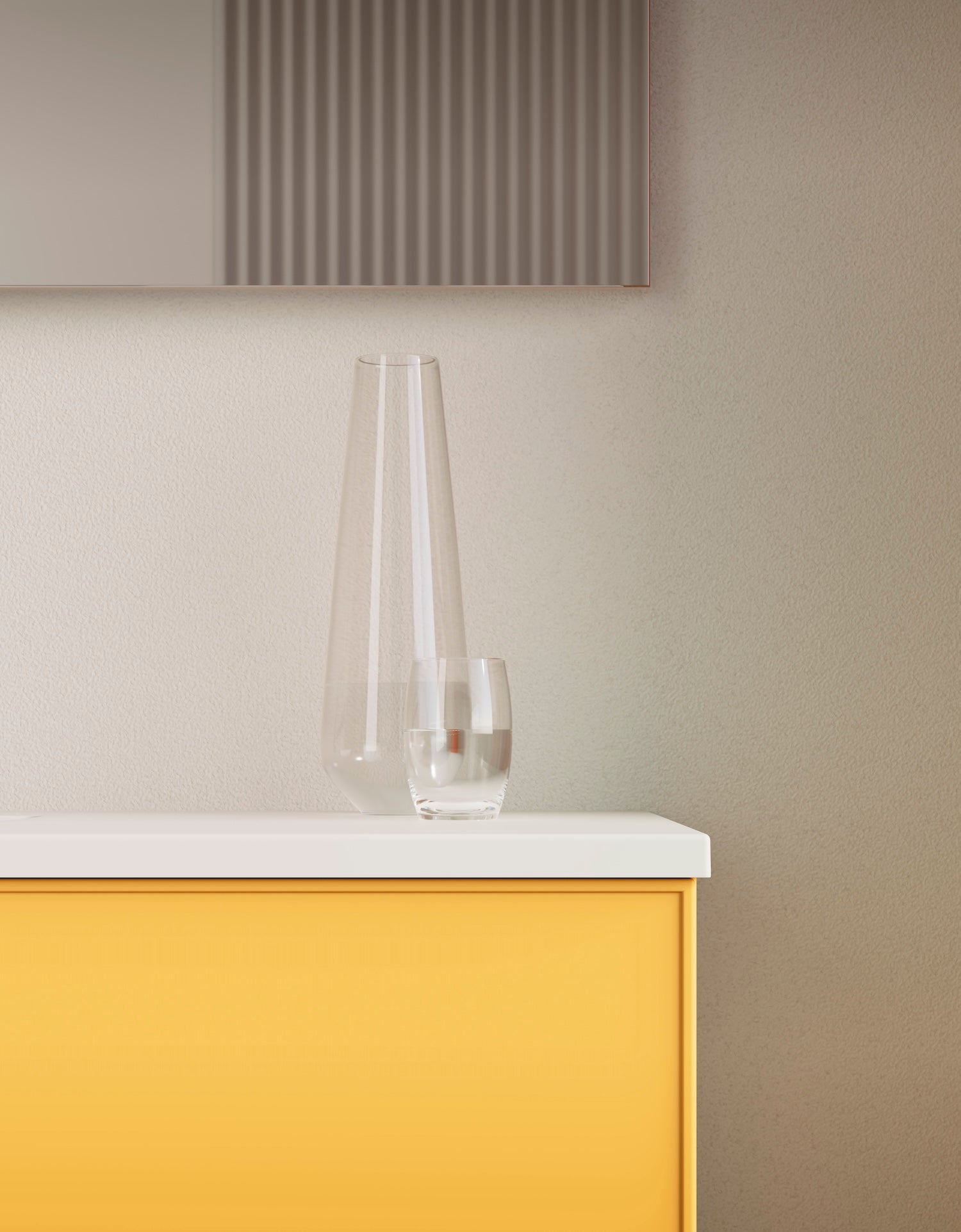 Yellow bathroom counter - zoomed in