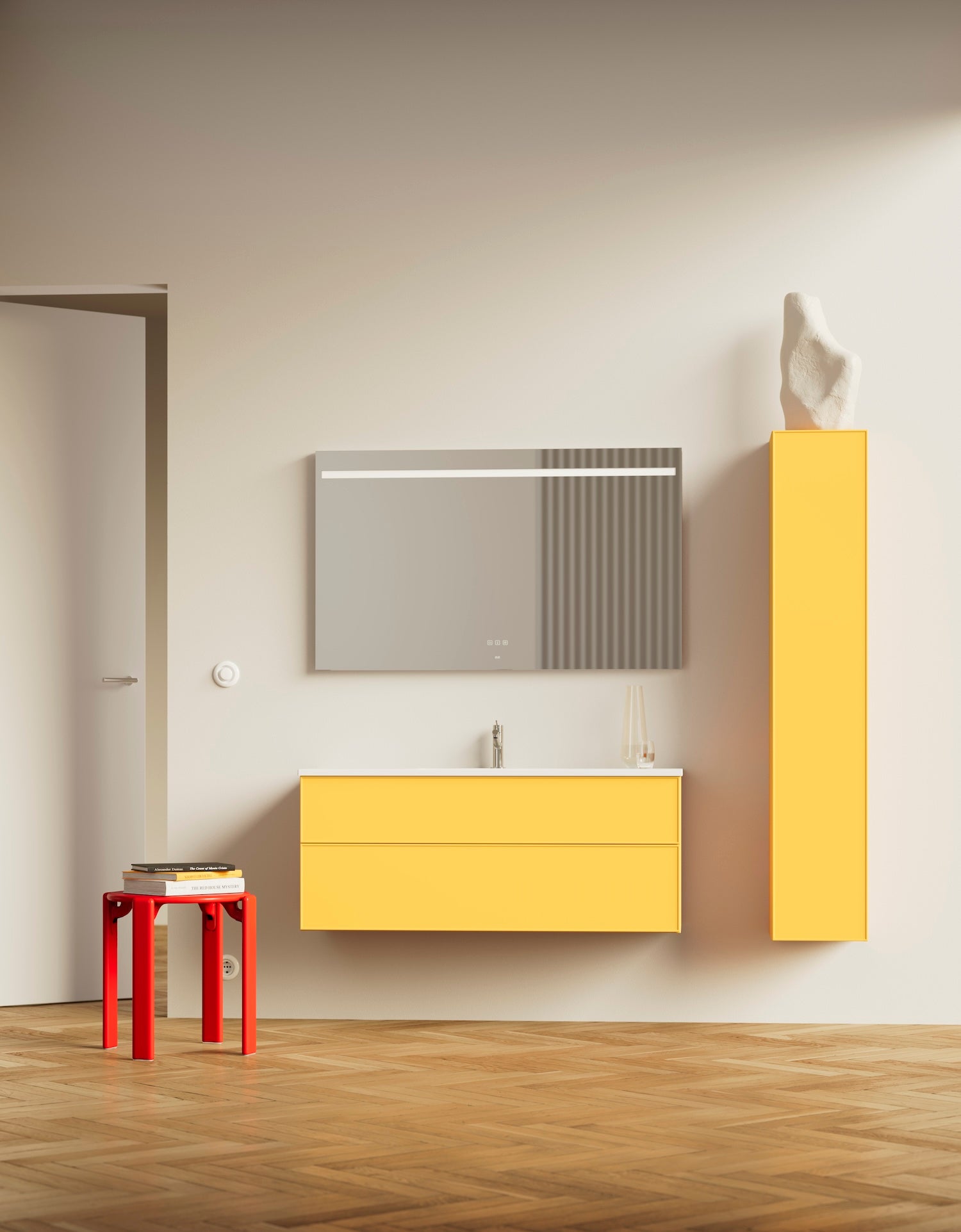 Yellow bathroom counter