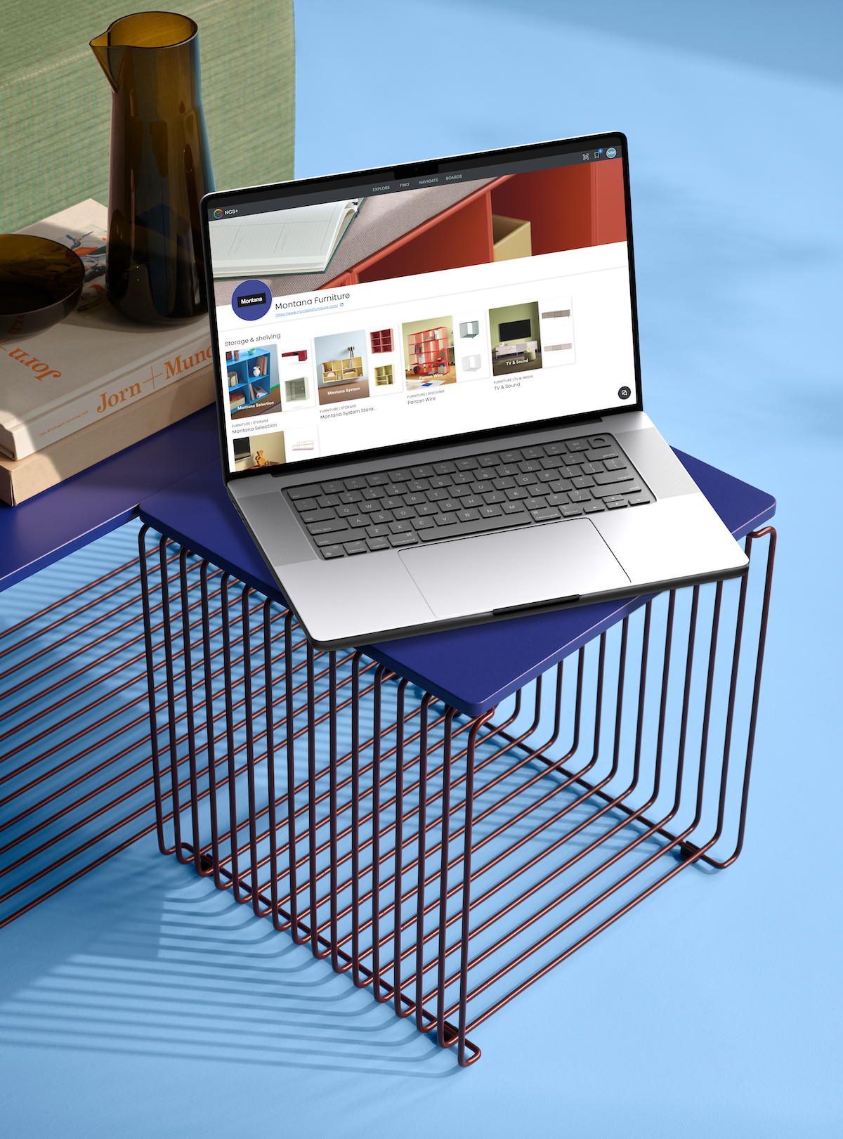 Montana Furniture, blue side table