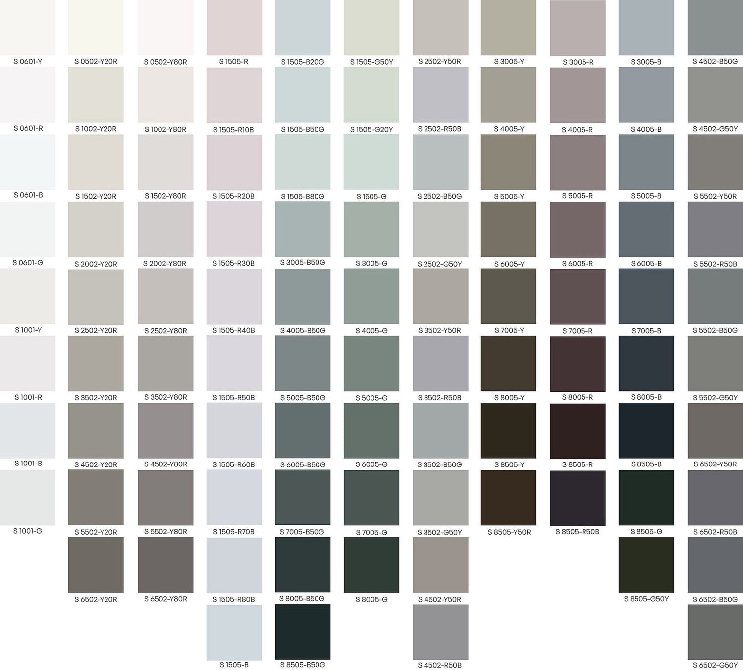 100 New Standard Colours