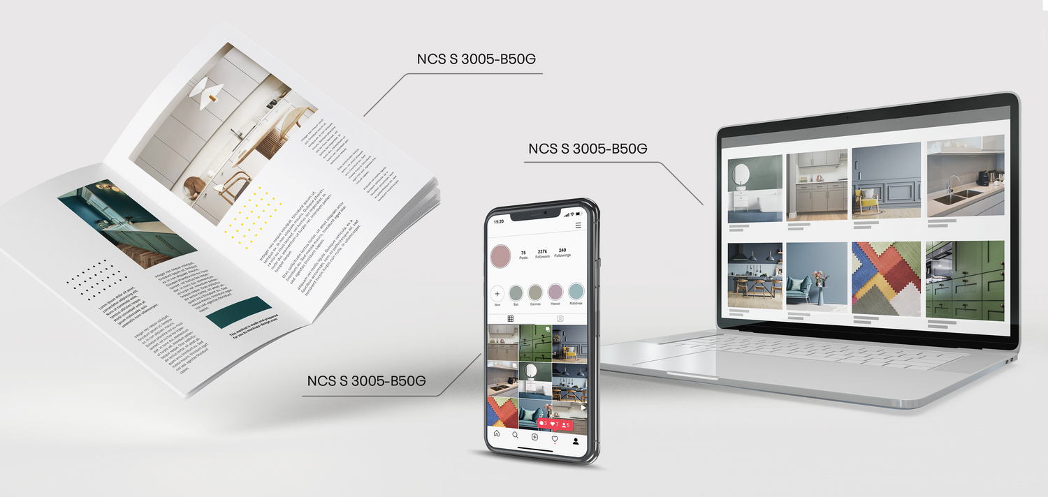 NCS notations in brochure, smartphone and desktop