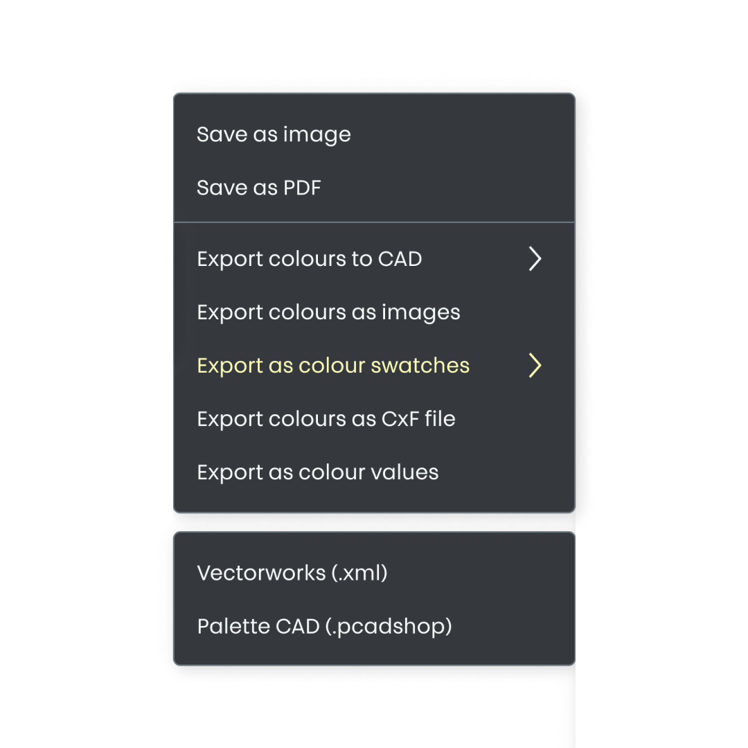 Export colours to other programs