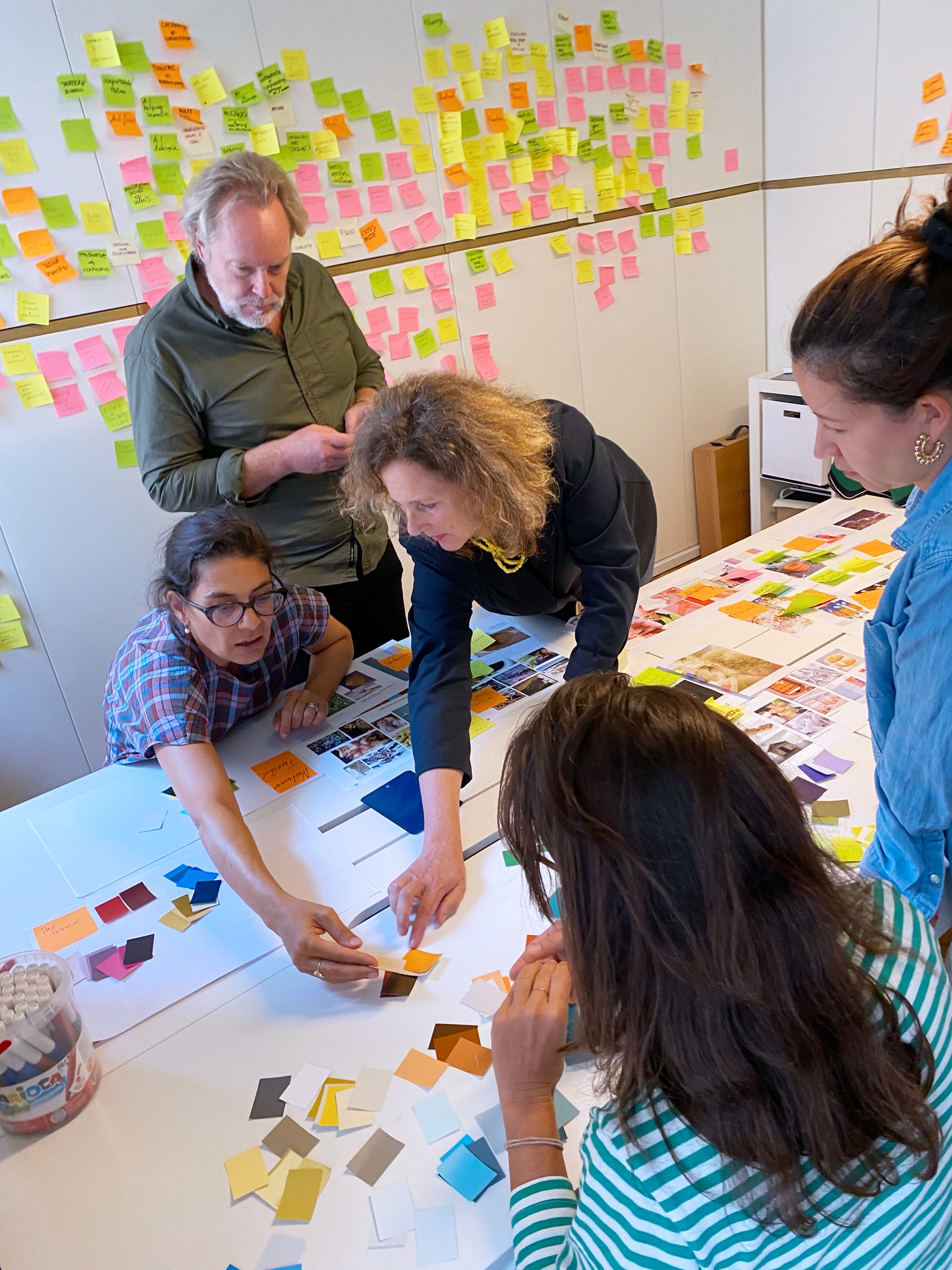 People selecting colour samples