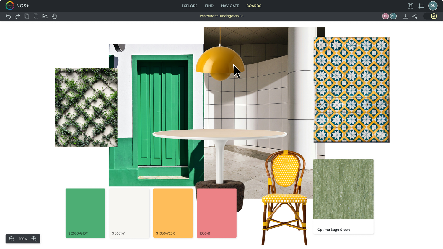 Combine colours & products into moodboards