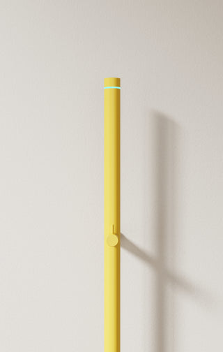 INR yellow towel dryer, white background